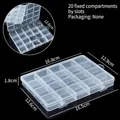 Boîte de rangement transparente à 20 compartiments pour bijoux et petits objets - 20 Compartiments (Type Fixe à fente) / 16.8x12.9x1.8cm