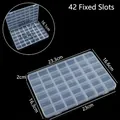 Boîte de rangement en plastique transparent avec 42 compartiments fixes pour bijoux - Fente Fixe 42 Compartiments / 23.3x16.6x2cm