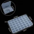 Boîte de rangement en plastique transparent avec 42 compartiments fixes pour bijoux - Fente Fixe 42 Compartiments / 23.3x16.6x2cm