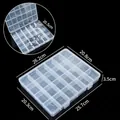 Boîte de rangement transparente en plastique à 24 cases pour bijoux avec dimensions - Boîte à Fentes 2438 / 26.2x20.8x3.5cm