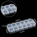 Boîte de rangement transparente à 12 cases pour bijoux, artisanat et petites pièces - Boîte à Ongles 12 Compartiments / 12.8x4.9x1.1cm / Transparent