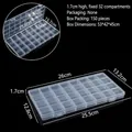 Boîte de rangement en plastique transparent à 32 compartiments pour bijoux, 26x13.2x1.7cm - 32 Compartiments Fentes Fixes / 26x13.2x1.7CM / Transparent