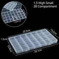 Boîte de rangement en plastique transparent à 28 grilles pour bijoux et accessoires - Petite 28 Compartiments Hauteur 1.5 / 22.5x13.2x1.5CM / Transparent
