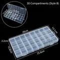 Boîte de rangement transparente en plastique à 30 compartiments fixes pour composants - Style long à 30 compartiments fixes (Style B) / 26x13.1x2.2CM / Transparent