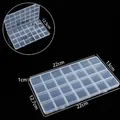 Boîte de rangement en plastique transparent à 28 compartiments pour bijoux et perles - 28 Grilles Fixes / 22x13x1.1CM