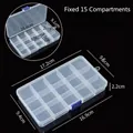 Boîte de rangement transparente à 15 compartiments pour bijoux - 15 compartiments fixes / 17*10*2.3cm / Transparent (Boucle Bleue)