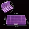 Boîte de rangement en plastique rose à 15 compartiments pour bijoux et composants électroniques - 15 compartiments fixes / 17*10*2.3cm / Rose Transparent (Boucle Blanche)