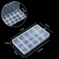 Boîte de rangement en plastique transparent à 15 compartiments avec mesures détaillées - 15 compartiments fixes avec boucle intégrée / 17.2*9.9*2.3CM