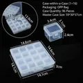 Coffret de rangement en plastique transparent à 16 compartiments pour bijoux 14,6cm - Boîte-dans-Boîte (1+16) / 14.6*14.6*3CM