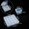 Coffret de rangement en plastique transparent à 16 compartiments pour bijoux 14,6cm - Boîte-dans-Boîte (1+16) / 14.6*14.6*3CM / Transparent