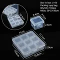 Boîte de rangement en plastique transparent à 9 compartiments pour bijoux et vis - Boîte-dans-Boîte (1+9) / 11.1*11*2.9CM