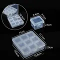 Boîte de rangement en plastique transparent à 9 compartiments pour bijoux et vis - Boîte-dans-Boîte (1+9) / 11.1*11*2.9CM / Transparent
