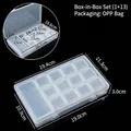 Boîte de rangement en plastique transparent avec 13 compartiments - Boîte-en-Boîte (1+13) / 19.4x11.3x3cm