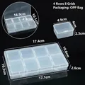 Boîte de rangement transparente à 8 compartiments pour bijoux et composants - 4 Rangées 8 Compartiments / 17.4x10.6x2.6cm