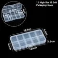 Boîte de rangement en plastique transparent à 10 compartiments pour bijoux et pièces - Fixe 10 Compartiments (1.5 Fente) / 12.8x6.5x1.5cm