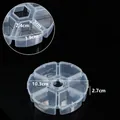 Boîte de rangement ronde en plastique transparent à 6 compartiments - Rond 6 Compartiments / 10.3x10.3x2.7cm