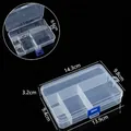 Boîte de rangement en plastique transparent à 5 compartiments et loquet bleu pour pièces - Boîte à Couture / 14.3x9.8x3.2cm