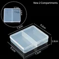Boîte de rangement en plastique transparent à 2 compartiments pour bijoux et perles - Fixe 2 Compartiments / 7.2x6.2x1.6cm