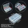 Boîte de rangement en plastique transparent à 4 compartiments pour bijoux et outils - Boîte à 4 Compartiments Double Face / 10.4cm x 6.7cm x 2.7cm / Transparent