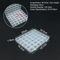 Boîte de rangement en plastique transparent à 36 compartiments pour bijoux - 36 grilles avec fentes / 20cm x 16.5cm x 1.8cm / Transparent