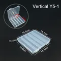 Boîte de rangement en plastique transparent à 5 compartiments pour bijoux et pièces - Vertical Y5-1 (5 Compartiments) / 15.4cm x 14.1cm x 2.1cm / Transparent