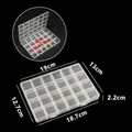 Boîte de rangement en plastique transparent à 24 compartiments pour bijoux et pièces - Boîte à fentes 2422 (sans crochet) / 19x13x2.2cm