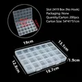 Boîte de rangement transparente à 24 compartiments pour bijoux et petites pièces - Boîte à 24 compartiments (1.9cm Hauteur) / 19cm x 13.1cm x 1.9cm / Transparent