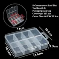 Boîte de rangement en plastique transparent à 8 compartiments pour bijoux et matériel - Boîte à outils à 8 compartiments / 14cm x 10.5cm x 2.9cm / Transparent