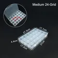 Boîte de rangement en plastique transparent à 24 compartiments pour bijoux et pièces - 24 compartiments moyens amovibles / 27.2x17.6x4.5cm