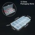 Boîte de rangement transparente à 12 compartiments pour bijoux et petits composants outils - 12 compartiments longs / 14.6x7.7x1.8cm