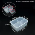 Boîte de rangement en plastique transparent avec 4 compartiments et dimensions - Coffret W-quatre unités / 26.5x20.1x10.3cm