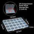 Boîte de rangement plate en plastique transparent à 24 compartiments pour bijoux et pièces - Boîte à perles 24 compartiments (hauteur 1.2) / 18.9x12.9x1.2cm