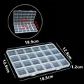Boîte de rangement plate en plastique transparent à 24 compartiments pour bijoux et pièces - Boîte à perles 24 compartiments (hauteur 1.2) / 18.9x12.9x1.2cm