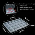 Boîte organisatrice en plastique transparent à 24 compartiments pour bijoux et perles - Boîte à perles 24 compartiments (hauteur 1.5) / 18.9x12.9x1.5cm