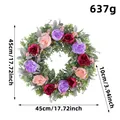 Decorative spring summer peony wreath with colorful flowers and green leaves, 45cm - Three-Color Peony Wreath