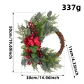 Vintage Christmas wreath with red berries and eucalyptus for holiday door decor - 38x11x50cm / Vintage Red Berry Wreath (A-2296) / Retro Copper