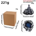 Grey alien figurine ashtray variant showing product dimensions and brown cardboard packaging box - Alien Figurine Ashtray (V3-5) / Rock Gray