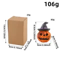 Halloween resin pumpkin figurine with witch hat and weight details in cardboard box - Pumpkin Head Style