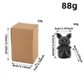 Halloween resin owl figurine with packaging box and detailed size measurements in cm and inches - Bat Style