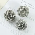 Decorative set of three silver-painted natural pinecones for Christmas tree ornaments - 2-3cm / Silver