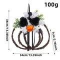 Halloween pumpkin twig wreath with black and orange artificial roses and dimensions - Pumpkin Floral Hanging / 34x34x7cm