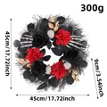Spooky Halloween wreath with black roses, skeleton hands and skulls for door decoration - Skull Hand Halloween Wreath (J3-36)