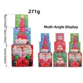 3-tier Santa Christmas stacking gift boxes with festive embossed patterns. - Santa Claus Box Set of 3