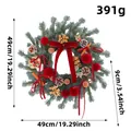 49cm Christmas pine wreath decorated with red velvet bows, pine cones and cinnamon - Cinnamon Pine Cone Wreath (L3-46)