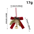 Elegant red velvet Christmas bow ornament with gold bell, pine cones and greenery - Single Bell Style / One Bell Red Style