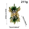 Christmas teardrop wreath decoration with gold bow and silver berries 211g 45cm - Small Gold Bow Style / 45x25x10cm