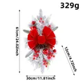 61cm Christmas teardrop swag wreath with red bow and flocked pine needles for home decor - Large Red Bow