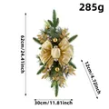 Christmas teardrop swag with large golden bow and glitter leaves for home decoration - Large Gold Bow Style
