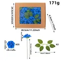 Set aus 25 blauen künstlichen PE-Schaumrosen in einer Geschenkbox für Hochzeitsdeko. - 25 Stück/Packung / Blau