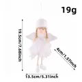 White Christmas angel ornament with feather skirt, dimensions 19.5 x 13.5 cm for tree - White Feather Style / White